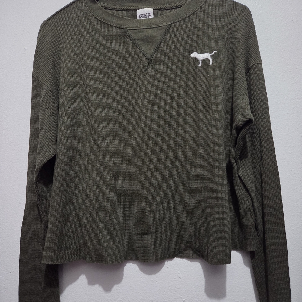 PINK Victoria's Secret Olive Long Sleeve Top